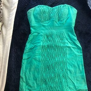Lacey Strapless Turquoise Dress